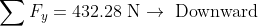 F, = 432.28 N + Downward