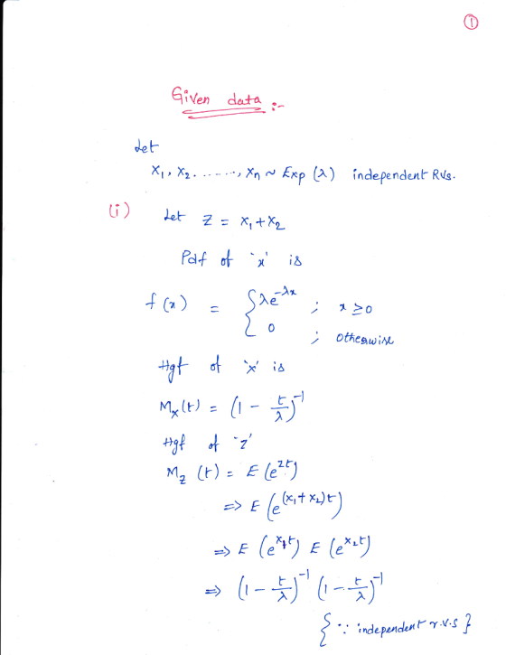 Given deta . Xx2Exp ( inde pendent Ris i) 0 サ >ぐ -1 2 > E le independen YMS