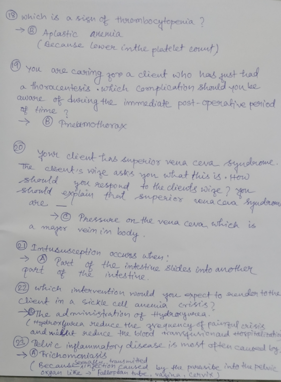 ® which is a sign of thrombocytopenia ? ③ Aplastic anemia (Because lower in the platelet count) C e are caring for a client w
