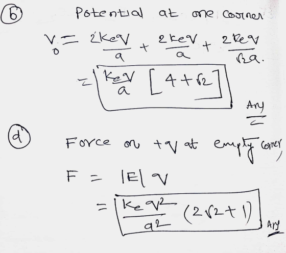 potential at one corner voz ekeavstekent 2 Rea a. El key [ 4+827 empty Force on to at F = IELV Fake (2 8271) June