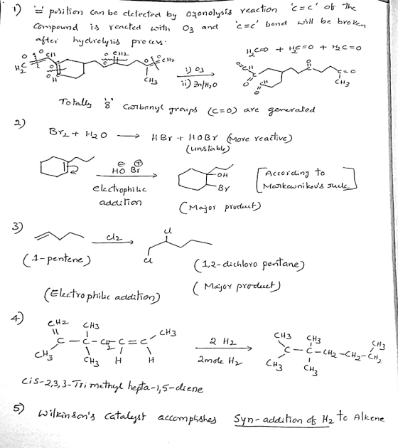 n = position can be cletected by ogonolysis reactie <=c of the can be cletected by Ozonolysis reaction Compound is reacted w