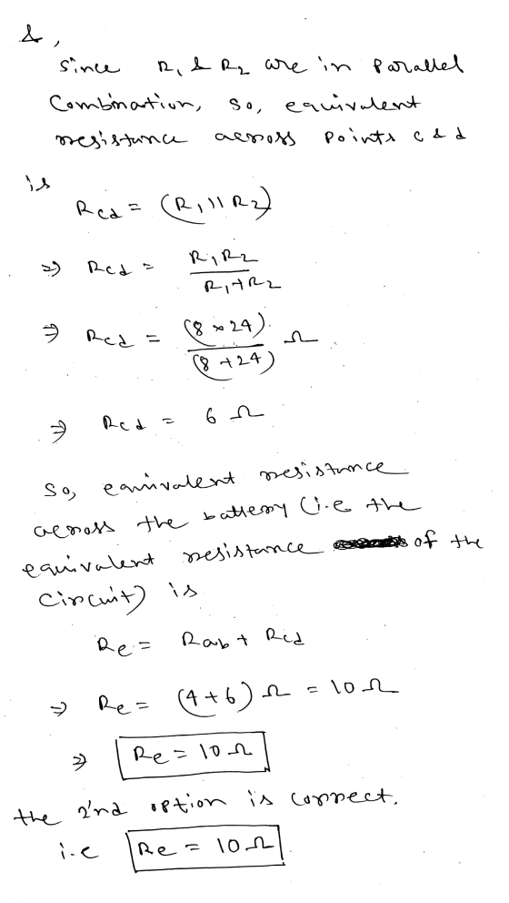 .& since R & R are in parallel Combination, so, equivalent resistance aeness Points cod is Rca= (R!!!R2) RiR2 Reda f R,ARL $2