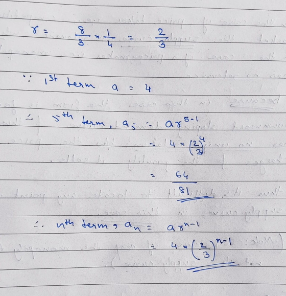 8. 3 ㅗ 2 3 प ist term a 4 5th term, 5-1 asvirlar 4 x al 64 81 V. nth terms an= agnol 4 x Na salon 3