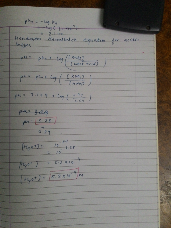 pla= -log ka -log(71410 - 3.149 Henderson Hasselbalch be equation for acidic. pha pkat log (pal acid ) potes phat log ( KNO,