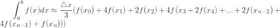 AC f(x)dx (f(x0) +4f(21) +2f (x2)+4f (23+2f (24) +...+2f (In-2) + 4f (In-1) + f(n)) $s