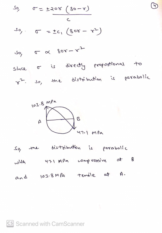 So, 0=1208 (80-0) С. so, = 7c, (808 - ?) So, sor-82 to b Since directly proportional distribution parabolic the 8². so, 103.8