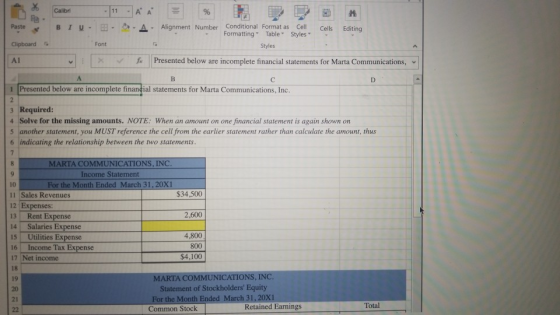 Calibri B I - 11 - - A A . - A - Alignment Number Paste U - Cells Editing Conditional Format as Cell Formatting Table Styles