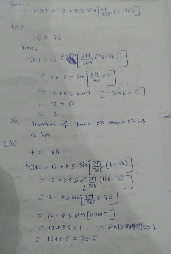 sin)211 365 (t-フ6: Hlt) = 8.S 12 + ta) t= 76 no 21 (76-76) 365 Hlt) =12 2n ご124 &-s Sin 365 * ニ12+55sinD 2 t 0 2 So) Hours わa