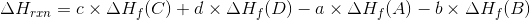 ΔΗφανη = cx ΔΗ(C) + d x ΔΗ(D) – αX ΔΗ(Α) – 6x ΔΗ, (Β)