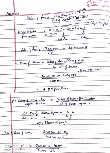 - Amore (1) perfety Cash flows from (WAC) Value of from cash flows - cost of copint → (Equal weight Rhon Exputed ois (4) 5% a