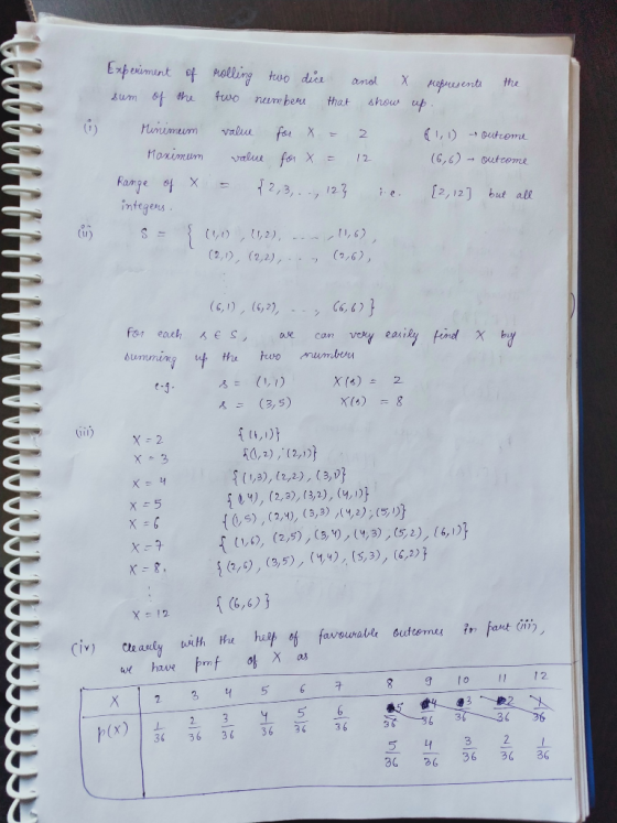 Experiment sum of WUUUU of the rolling two dice and x two neembers that show represents up. the (1,1) (6,6) outcome outcome M