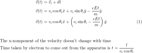 (t) = Ū; + āt t(t) = 0; Cos 6,4 + ; sin 6 g Et -ý m e Et (t) = 0; cos 0; î + ; sin ; CE ý (1) m The x-xomponent of the veloci
