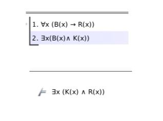 1-Dx (B(x) → R(x)) 2.3x(B(x)^ K(x)) ト 3x (K(x) ^ R(x))