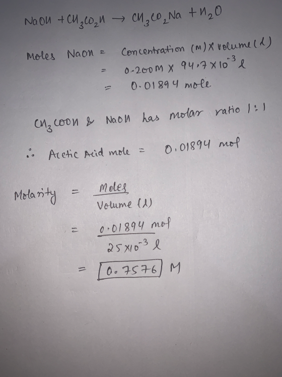 Na ou +CH ₂0,1 cuco, Na tu₂0 moles Noon = = - Concentration (m) x volumeld) 0-200m x 94,7x10 l 0.0189 4 mole has molar ratio