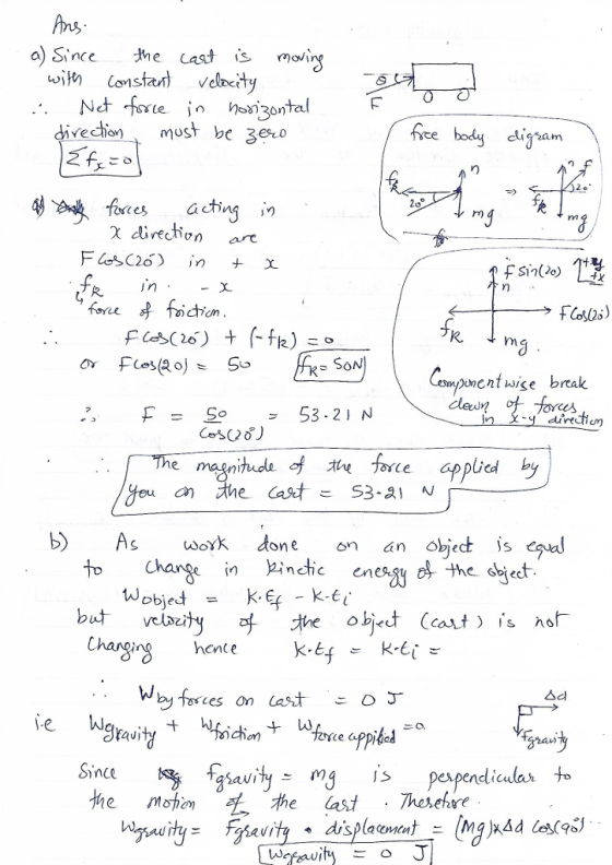 a) Since e cast s moving ωί拘 Constant vdbety free body digram ごo fres acting fore faction unentwise break dewr nituds #xf