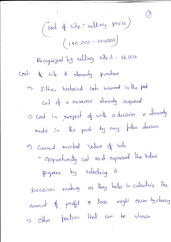cost of site: selling price) (190,000 - 10.000) Recognized by selling site A = 16,000 Cost of site A already purchase . Eithe