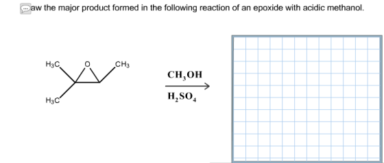 Image for Draw the major product formed in the following reaction of an epoxide with acidic methanol.
