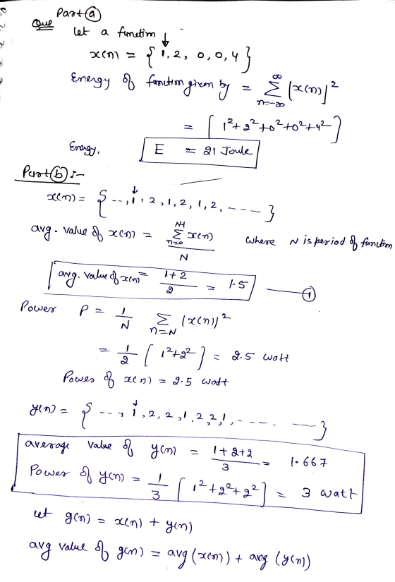 Que Part ② let a finetim + 2000 = 1,2,0,0,4 Energy of function giren by fempi mero 1²+ g²to²+0²-42 ) E 21 Joule Energy, Part(