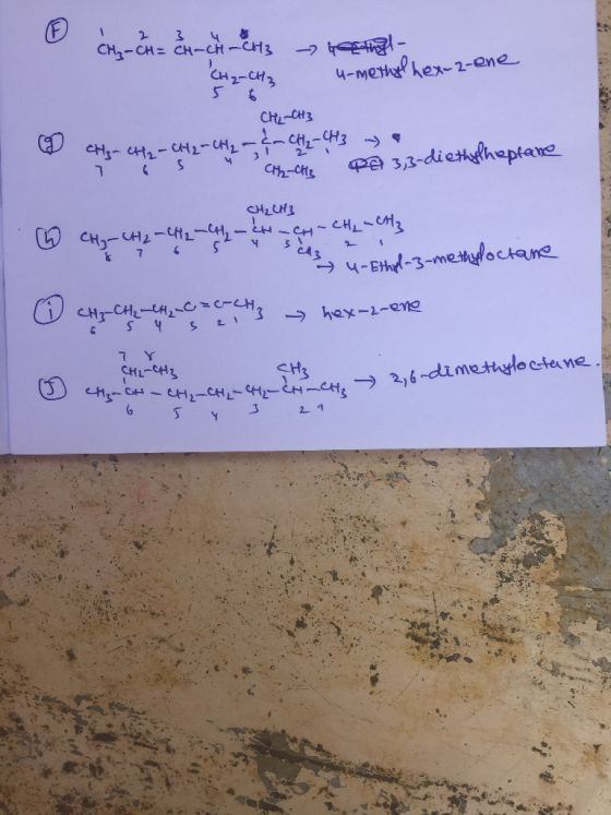 cz -CH= &-che-Cris - bethyl- CH₂ CH3 u-methyl hex-2-ene CH2-CH3 CH₂ - CH₂ - CH₂ - CH₂ - CH₂ - CH3 - a 7 6 5 4 CH2CH3 PA 3,3-d