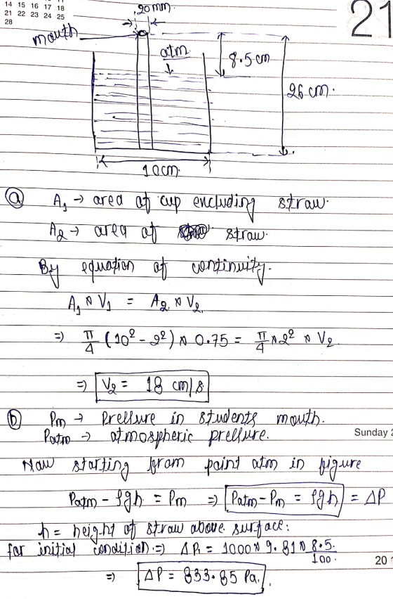 14 15 16 17 18 21 22 23 24 25 720 mm 28 mouth atm -8.5 cm 196-cm Iecm @ A, - area of cup encluding straw - All n area of lovo