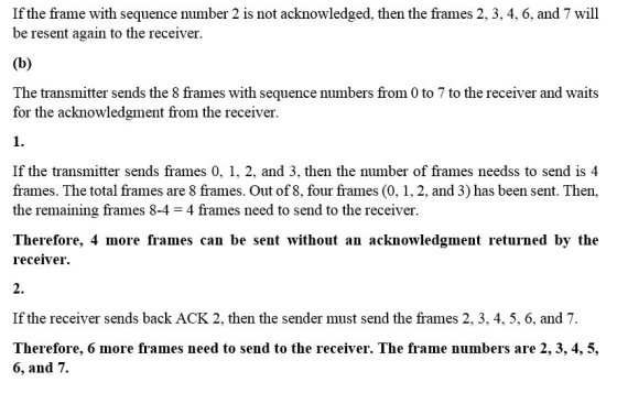 If the frame with sequence number 2 is not acknowledged, then the frames 2, 3, 4, 6, and 7 will be resent again to the receiv