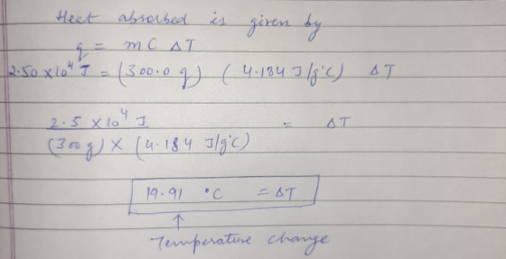 Heat absorbed is given by 6 = С ДТ са ҳla* - (soo o (Ч-19ч аlѕ ) 25xto 1 (34) х (4-18ч 1|3) là gì c - T. Temperature change
