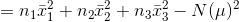 =n_{1}\bar{x}_{1}^{2}+n_{2}\bar{x}_{2}^{2}+n_{3}\bar{x}_{3}^{2}-N(\mu)^{2}