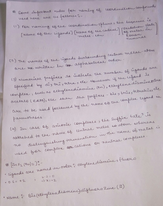 coordination compounds a some important rules for naming of used here are as follows: Ц (1) For naming of the coordination sp