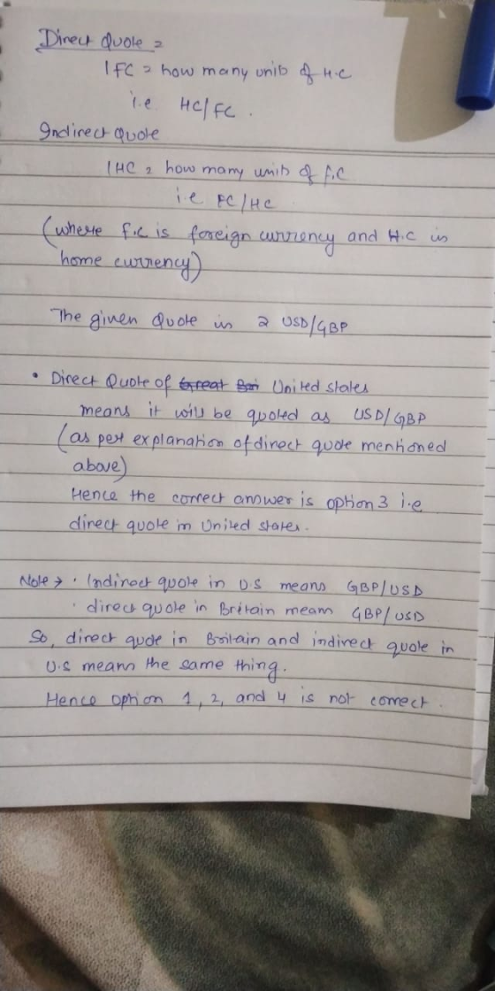 Direct quole IFC how many unit of Hic ie HelfC. Indirect quole THC 2 how many un ie Pelhe (where fic is foreign currency and