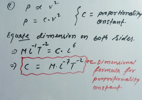 ① pav² Scale start P = (y Cap2 - -2 6 = proportionality constant. Equate dimension on both sides. ML M. (77222 Dimensional fo