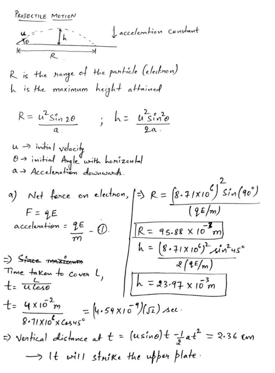 PROJECTILE MOTION celeration constant - R R is the range of the particle (electron) h is the maximum height attained R=u²sin