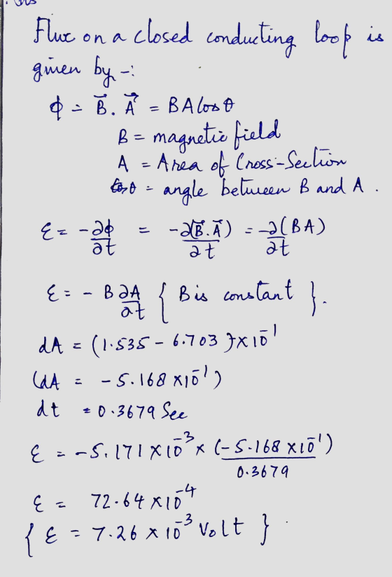 Flue on a closed conducting loop is ginen by. &= B. Å = B Aloot B = magnetic field A = Area of Cross-Section tot = angle betw
