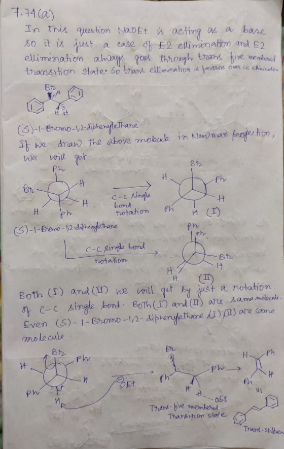 7.74 (a) In this question Nao Et is acting as a base so it is just a case of £2 ellimination and E2 ellimination always goes