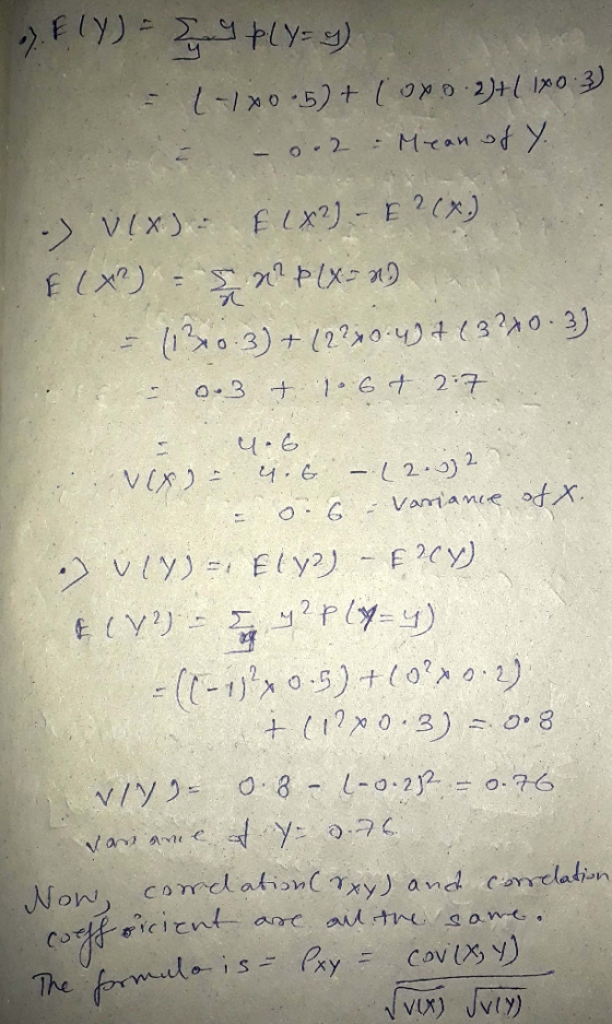 Fly) - E ply=9) - 1-100.5+ ( 0x0.2)+(1803) i - 0.2 - Mean of Y. -) (x) E (X2) - E 2 (X.) F(x) = ? plX= n) - 1130.3) + (22x0.4