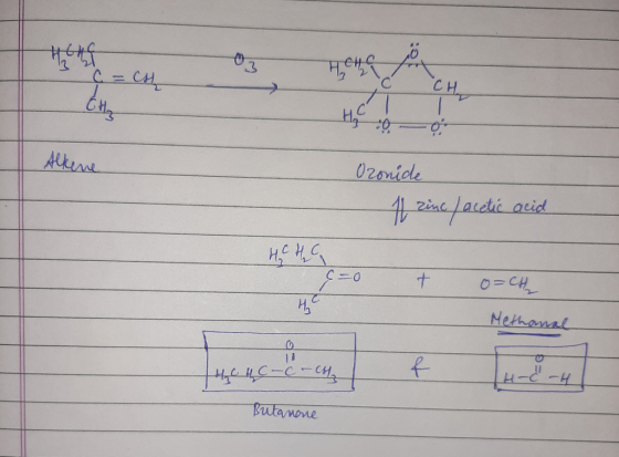 Alune Ozonide 1 zinc / acetic acid нсис C=0 0=CH, ң - Methana ч цC-C - си, Butanone