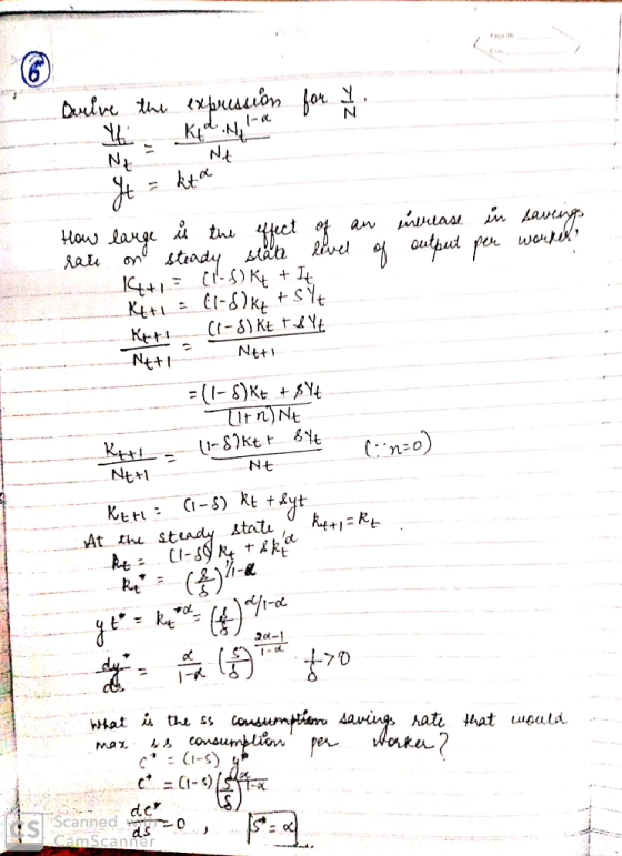 for y Derive the expression He keele tuleb Nttt How large ů the effect of an inerease in saving rate ono steady state level o