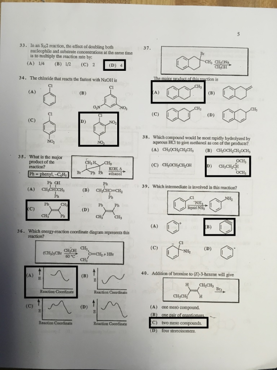 In an Sy2 reaction, the effect of doubling both nucleophile and substrate concentrations at the same time is to multiply the