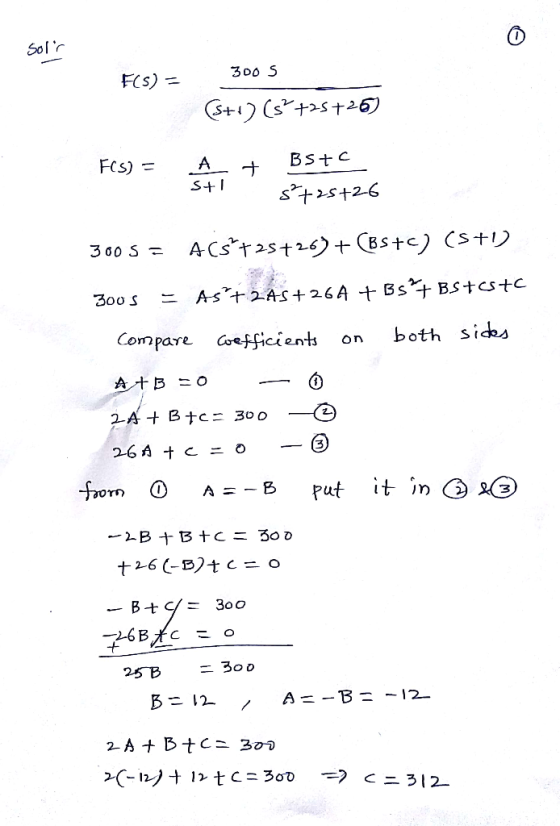 Solr 30o 5 FCs) BS+ C FeS) A S+ ACsT25t26)CBs+c) (S+) 300 S As t2As+26A + Bst BS+cstC 3ooS Compare Coeficients both sides on