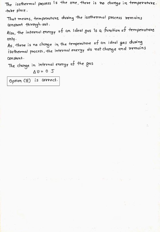 The isothermal process is the one, there is no change in temperature. take place. Thut meuns, temperature during the isotherm