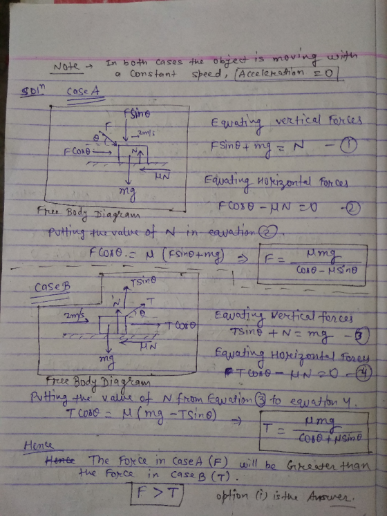to on tems CORO - Msino Note In both cases the obiect is moving with - a Constant speed, acceleration zol SOM case A fsino Eq