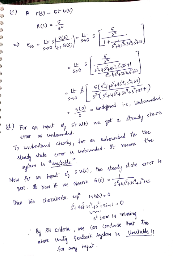 ·下 s 44) 6, un bon 0 d) stul we got a steady state error as nbounded To understan cleary, for anbounded ilthe error is umboun