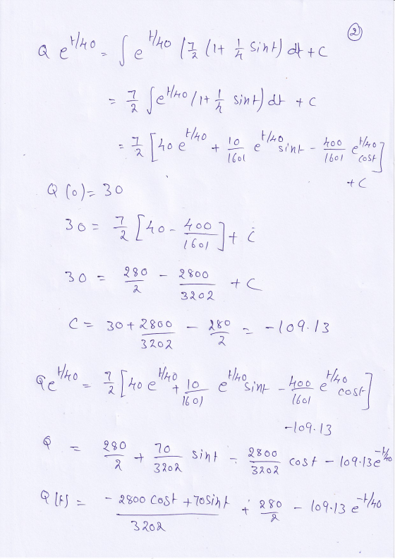 Hho QeH40 Se (1/2 ( 14 14 Sint) dt+C e C 72 Setho 117 / sint) dit to 1 | о е Huo 1/40 е sint t. hoo 1601 HAO e cost 1601 tc Q