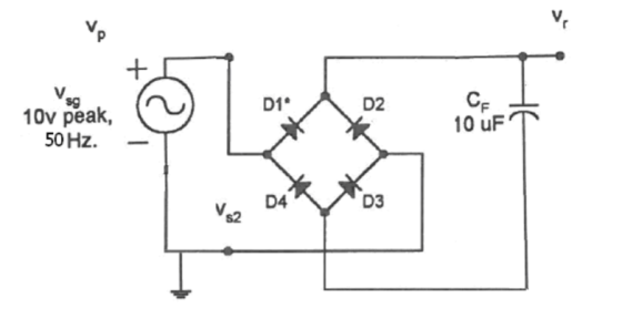 V. CF 10 uF D1 D2 sg 10v peak, 50 Hz D3 s2