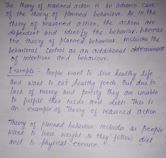 The thanry eaoned achon is an adunce cse o the tcoy planneo behaviour, Ar in the thery depenctint and idenfy the behavior. wh