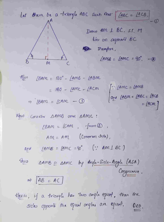 ABC Such hal ABC Let ther be a /ACB A Drauw Am 1 BC. s.r M le on BC segmen Thengone LAMB= LAMC = 90°. - E180-AmB LABM BAM Am