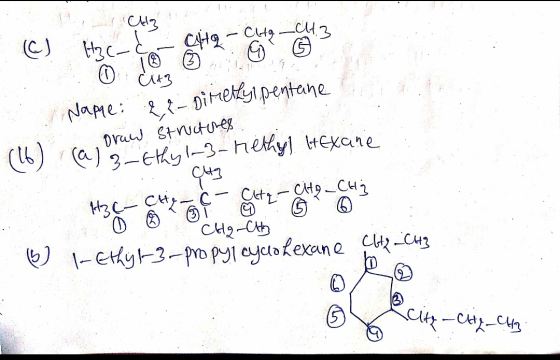 TheCH C) Ес- сая - е с Nape: 2 - Dimethylpentane oraw structures а) пен 1-2- hekу «сұете (6) I CHg-cth B) 1-Ethyl-3-pro pyî c