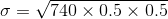 0 = 740 x 0.5 x 0.5