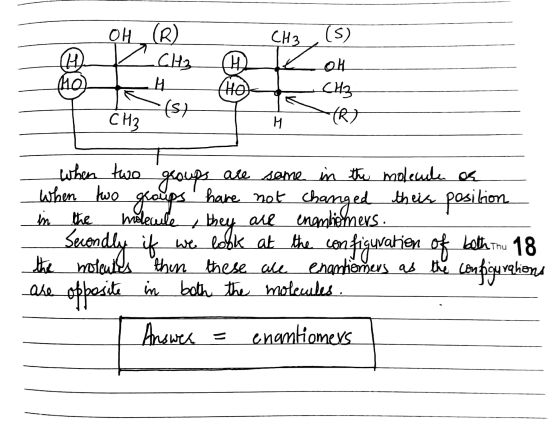 OH (R) CH3 , (S) сH, ( оң HH CH3 Ć Matsty rt when two groups are some in the molecule of When two groups have not changed the