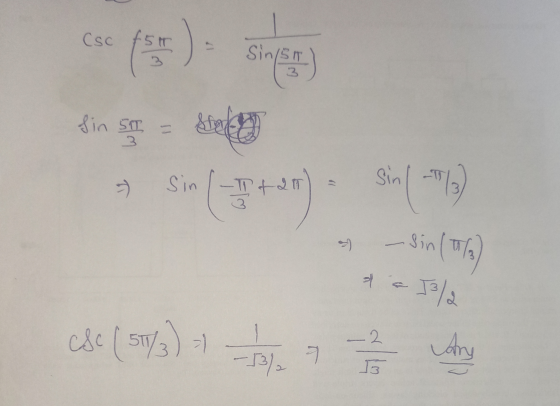(Sc 15 3 Sin/sh Si (3 Sin ST = Stel T sin (*on) say -Sin sin (The T 여 - 13/2 CSc ( ST/3) = -5372 9 -2 - Ary