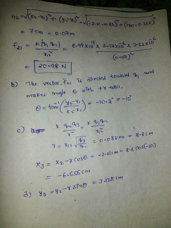 60- 0-35s ら Co-or) 20.98 N b) The veo,Fy drvected toward , and ー-6-656 cm d) уз